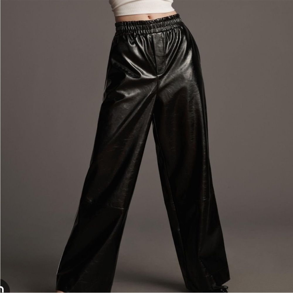 NWT Anthropologie Faux Leather Pants - Medium Petite - Picture 2 of 9